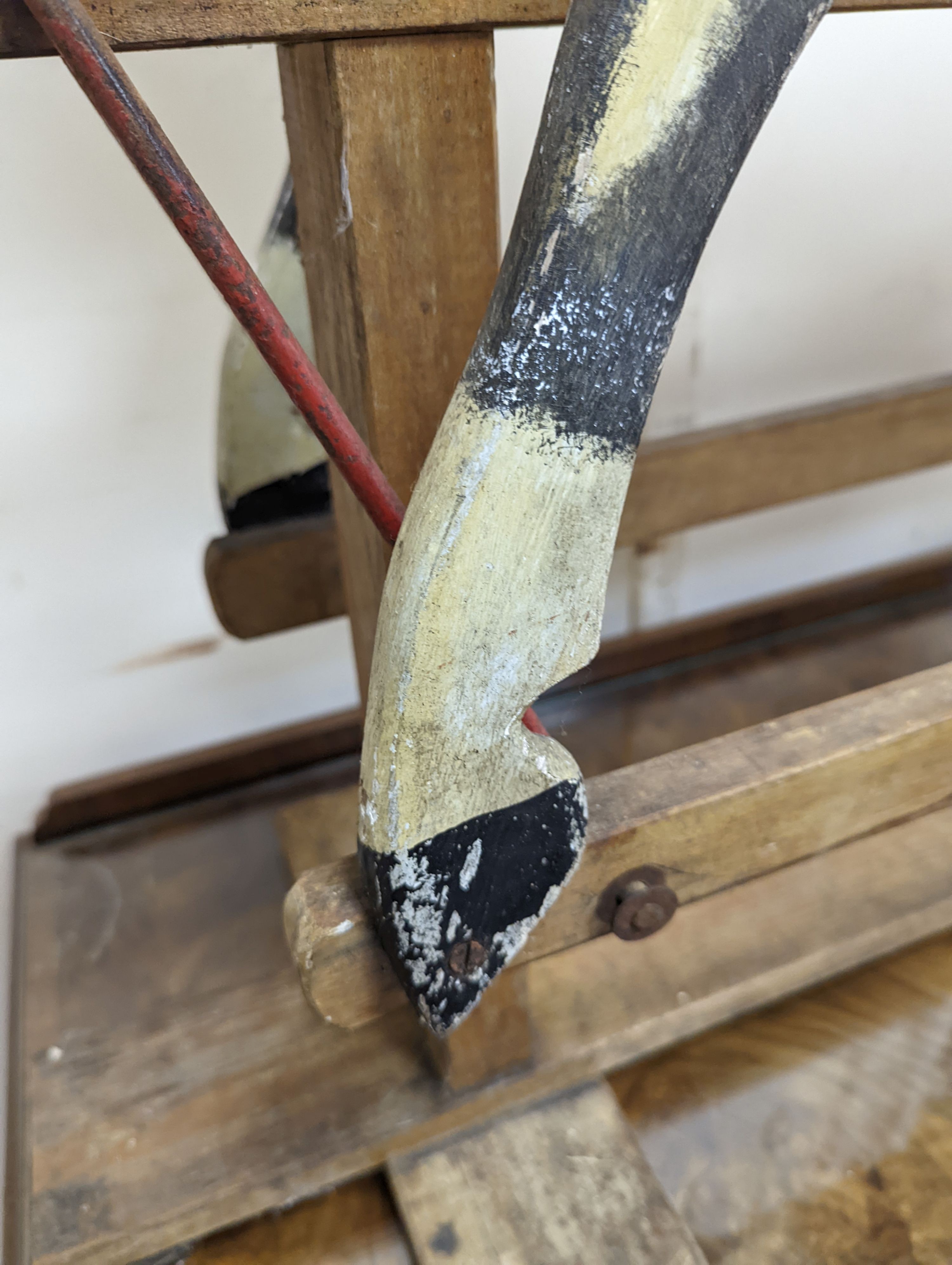 A small early 20th century Ayres type dapple grey rocking horse, length 106cm, height 87cm